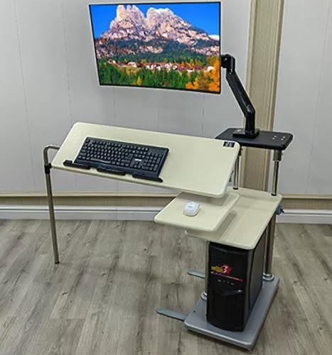 XNXYSMKJ 32-inch Single Monitor Standing Desk Converter,Powerful Mechanical Arm Suspension Computer Stand,for Home Use (White Left)
