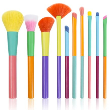 Pinceaux Maquillages Set, 10 pièces Pinceaux Professionnels Avec sac Pour Fond de Teint, Blush Correcteu Sourcil Liner Cheveux Synthétiques, Poudres et Anti-cernes, 100% Vegan Format Voyage