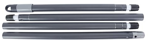 Maya - Palo de Escoba y Fregona de 140 cm con 4 Secciones Desmontables, Mango con Anclaje para Mopa, Rosca Universal Compatible con Recogedor de Basura (Gris)