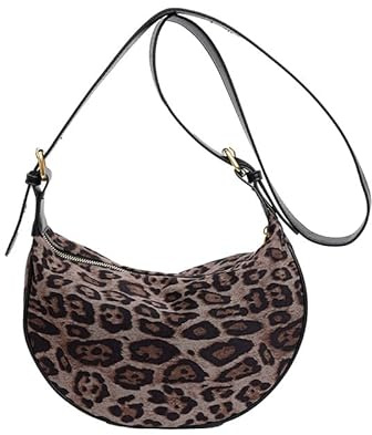 fdsmall Halbmond Tasche für Frauen Frauen Stilvolle Knödel Tasche Multi-Taschen Leopard Druck Hobo Sling Taschen mit verstellbarem Gurt für Reisen Arbeit Schule täglicher Gebrauch
