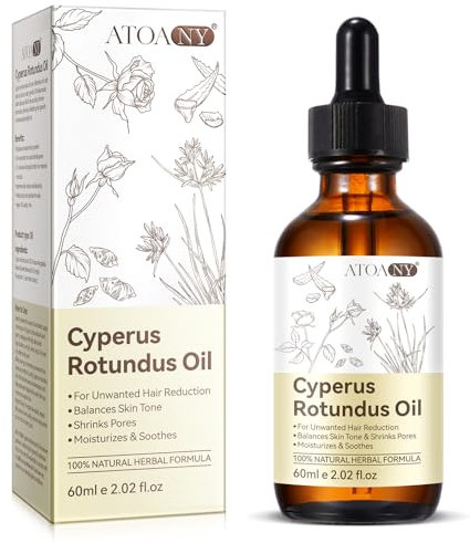 Cyperus Rotundus Oil, Olio di Cipero Naturale al 100% per la Depilazione, la Riduzione Della Crescita dei Peli Sul Corpo e la Levigazione Della Pelle, Adatto a Tutti i Tipi di Pelle, con Contagocce