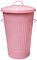 KetoBarrow Pink Metal Bin Retro Dustbin for Waste Animal Feed for Outdoor or Indoor Baby Pink Slim Tall Tapered Steel Bin 45L