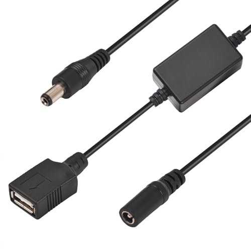 Agatige Cable de adaptador de alimentación 3 en 1, 12V DC5521 hembra a DC 2.8 mm Macho 5V USB USB Splitter Y, cable de carga de 43.5 cm para CCTV, tira LED, cargador de automóviles