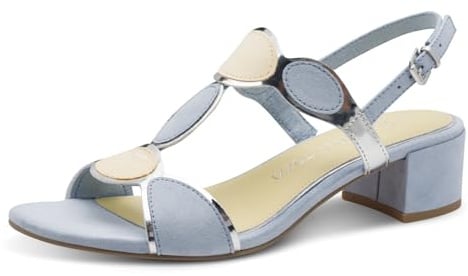 Marco Tozzi Damen Sandale weiches Feel Me Fußbett Vegan Vegane Sandaletten für den perfekten Sommerlook, blau (LT.BLUE COMB), 39 EU