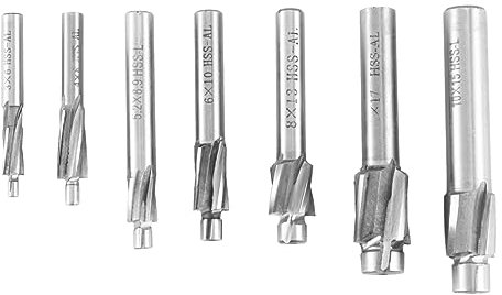 Healifty 7 Teiliger Senkkopf Fräser Kit Werkzeugbohrer Gerader Schaftfräser Senkfräser Silber