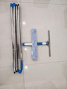 Mitclear 15Ft(4.5m) Window Cleaning Equipment with Long Handle, Extendable Window Cleaner Tool with 14'' Squeegee & Microfiber Scrubber, Window Washing Kit for High Windows Conservatory Roof Glass