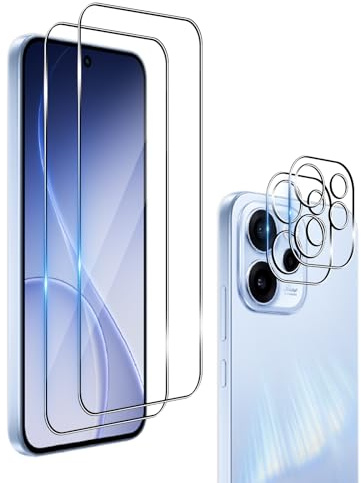 Wookfiss Schutzfolie für OPPO Reno 15 F/15F/15 FS 5G für Panzerglas, 2 Stück Panzerfolie und 2 Stück kameraschutz, 9H Härte, Anti-Kratz, Anti-Bläschen, HD Klar Displayschutz Folie