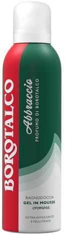 Borotalco, Umarmung Puderduft, Duschgel aus cremigem Mousse, extra umhüllende und samtige Textur, reinigt den Körper und verleiht Wohlbefinden, dermatologisch getestet, Flasche 200 ml
