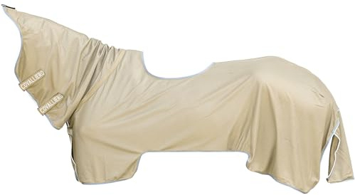 Covalliero - Ausreitdecke mit Halsteil & Klettverschluss FS26 – Pferdedecke zum vor Fliegen – Pferde Outdoordecke mit 65% UV-Schutz – Braun (Walnut) – Gr. 125cm