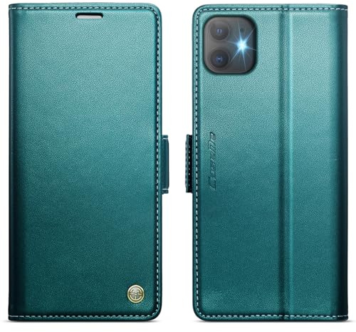 KZB Wallet Case for iPhone 11, Magnetic Flip, RFID Blocking, Teal | 3 Card Holders, Kickstand, Shockproof, Premium PU Leather, Magnetic Closure, Phone Cover for iPhone 11 (6.1'')