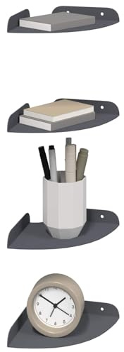 vidaXL Schwebendes Regal mit Regal 4 pcs Anthrazit 15 x 15 x 2 cm, Wohnzimmer, minimalistisches Design, schwebendes Regal, platzsparend, Moderne Wandmontage für Deine Deko