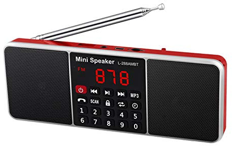 BW Mini L-288 AMBT AMBT AM/FM, pantalla LCD recargable, compatible con tarjeta TF, MP3, disco USB