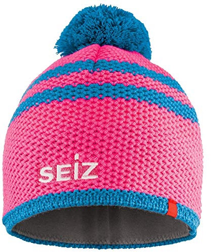 SEIZ Unisex – Erwachsene Strickmütze, Fuchsia, Mittelblau, L, XL