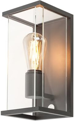 SLV Wandlampe QUADRULO | für die effektvolle Außenbeleuchtung von Wänden und Hauseingang | Wandstrahler, Wandleuchte, Aussenleuchte, Gartenlampe, Wegeleuchte | E27, 15W max, Grey