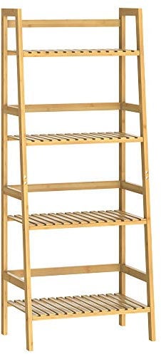 CASARIA Estantería de bambú de 4 baldas estantes Mueble de almacenaje librería 123x48x32 cm Cocina baño