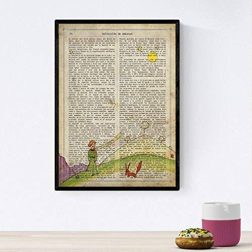 Nacnic Prinz Poster für kleine Kinder. Kleiner Gürtel und Fuchs mit Definitionen. Poster von Geschichten und Illustrationen für Kinder. A4-Größe mit Rahmen