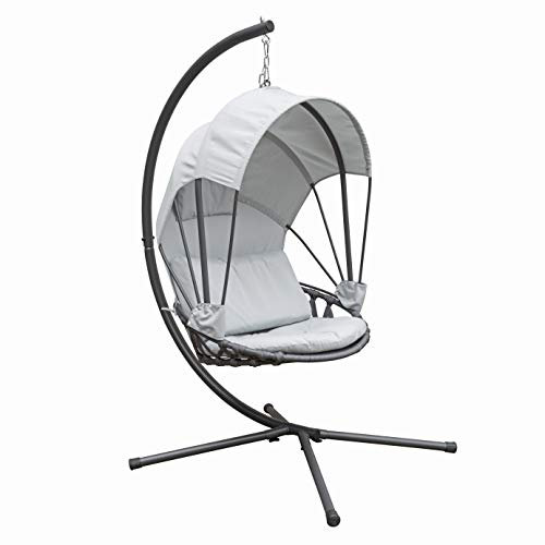 Jarder Luna Egg Chair | Hanging Swing Seat | Patio Garden Outdoor | Light Grey