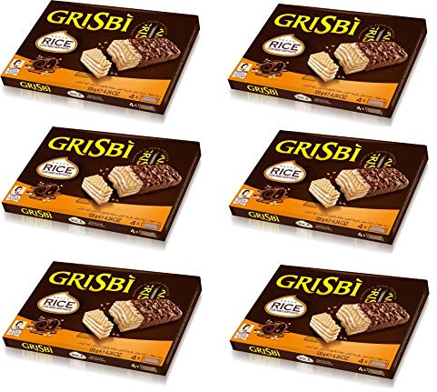 6x Matilde Vicenzi Grisbi Snack Rice con Riso Soffiato Kekse Waffel mit Milchcreme überzogen mit Schokolade und Puffreis 120g ( 4 x 30g )