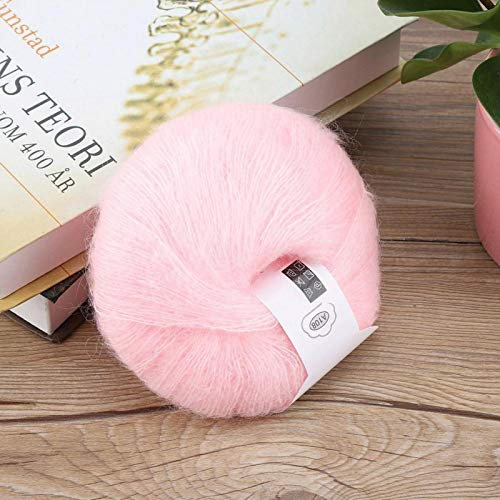 Strickgarn Gestrickte Wolle Kuuleyn Mohair Wool Ball 100% Brandneue, Handgestrickt Weiche Mohair Strickwolle Garn Diy Schal Schal Häkelgarn Zubehör(Rosa)