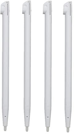 GGZone 4 lápices capacitivos de plástico para pantalla de consola de juegos, repuesto para Nintendo 2DS Tactil, accesorios de consola de juegos (4 unidades, blanco)