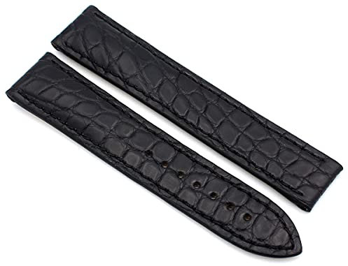 Sulla 20mm Alligator Uhrenband handgemacht in Deutschland kompatibel mit Frederique Constant und Omega Faltschließe schwarz