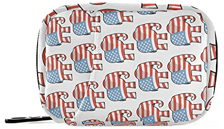 Mnsruu Pillendose mit Elefantenmotiv, USA-Flagge, Reisetasche, Pillenspender für Vitamine, Nahrungsergänzungsmittel