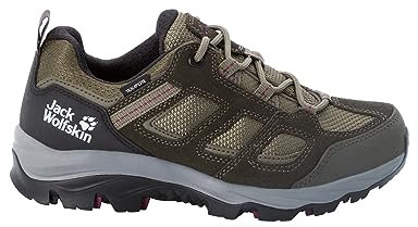 Jack Wolfskin Vojo 3 Texapore Mid Damen wasserdichte Wanderschuhe, Khaki Burgundy, 41 EU