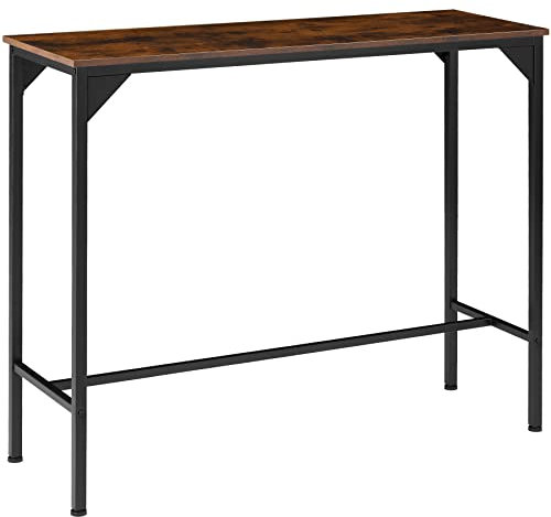 TecTake® Mesa Comedor con Diseño Industrial Delgado, Pies Ajustables, Mesa Madera Comedor, Muebles de Cocina, Muebles de Salon - 120 x 40 x 100,5 cm Madera Industrial Oscura, Rústica