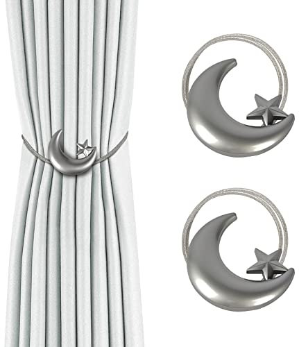 Dalababa 2 Stück Magnetische Vorhang Raffhalter Vorhang Halter mit Magnet Metall Gardinenhalter für Zuhause Wohnzimmer Büro Fenster Dekorative Tiebacks Clips
