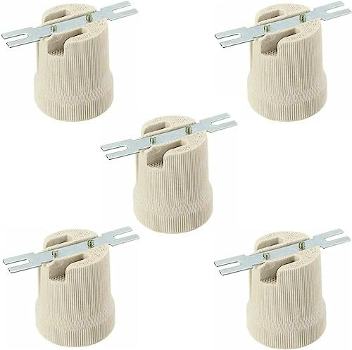 LEDSone Lot de 5 supports d'ampoule vintage Douille E27 Porcelaine à vis Edison avec support de montage
