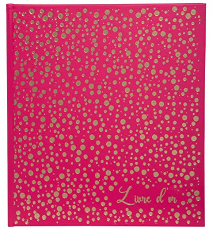 Exacompta - Réf. 386E - 1 Livre d'or tendance Plum' - Format carré 21x19 cm - En simili-cuir avec marquage titre doré Livre d'or et tranche or - 140 pages blanches unies - Coloris : framboise