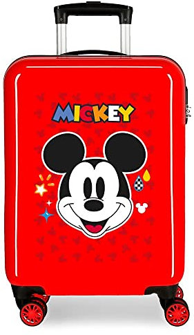 Disney Mickey Get Moving Cockpit-Koffer, Rot, 38 x 55 x 20 cm, ABS-Kombinationsverschluss, 34 l, 2 kg, 4 Doppelrollen, Handgepäck, rot, kabinenkoffer