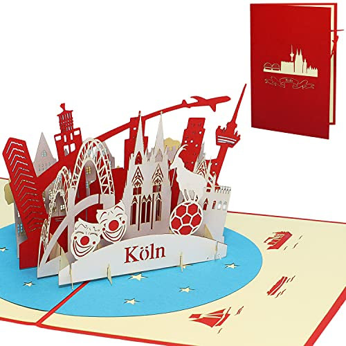 LINPOPUP®, LIN17779, Pop Up 3D Karte Köln Geburtstagskarte Grußkarte Klappkarte Postkarte Reisegutschein Kölner Dom Kölner Skyline Städtetrip Köln Souvenir, N218
