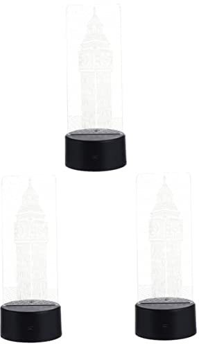 OSALADI 3 Sätze 3d-nachtlicht Big Ben Tisch Visuelle Nachtlicht Lampe Weihnachtsnachtlicht Nachtlicht Berühren Tischlampendekoration Weihnachten 3d-lampendekor Acryl Led Esstisch Baby