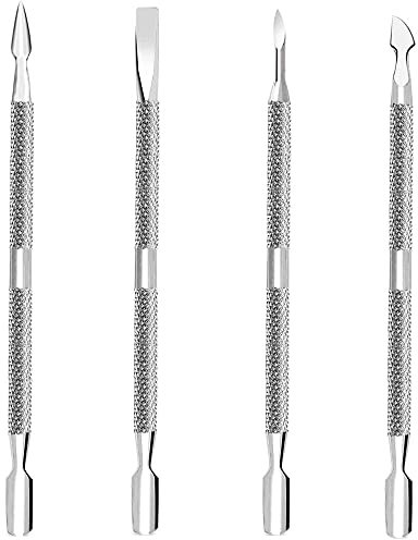 4 Pcs/Set Cuticle Pusher and Cutter Set Cuticle Pusher Kit Dead Skin Nail Cleaner Tools Professional Stainless Steel Cuticle Remover Durable Pedicure Manicure Tools for Fingernails and Toenails