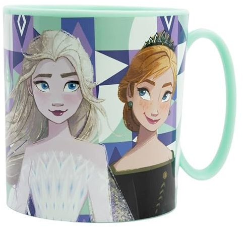 ILS I LOVE SHOPPING Tazza Bicchiere in plastica 350ml per Microonde con manico Bambini colazione BPA-free (Frozen Elsa)