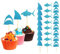 Haifischkuchen Topper Babyparty Kuchen Topper Glitzer Haifisch Flosse Cupcake Picks Pool Party Lieferungen Babyparty Geburtstagsdekorationen Blau 24pcs