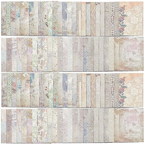 GORGECRAFT 100 Blatt 50 Stile Spitze Dekoratives Bastelpapier 14x10cm Vintage Blumen Muster Papier Scrapbook Papierblock Für DIY Origami Kartenherstellung Scrapbooking Fotorahmen Album Dekor