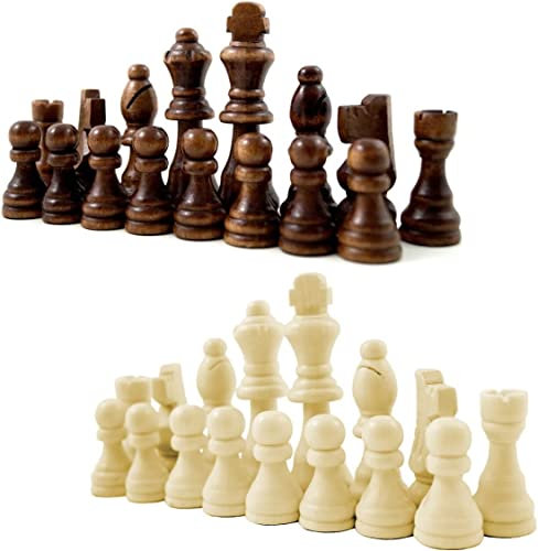 Staunton Design - Figuras de ajedrez de madera con deslizador de fieltro, altura 90 mm, diseño Staunton, figuras de madera con almohadillas de fieltro, color marrón y blanco, talla XL, 90 mm, talladas