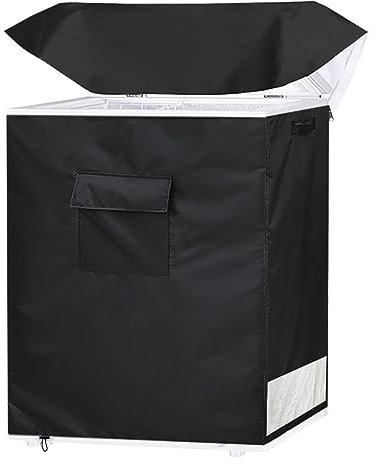 Chest Freezer Covers for Outside(32.5W×22.5D×33.5H)in,Compatible with 7.0 Cubic Feet Chest Freezer,Black Deep Freezer Covers Waterproof Top With Zipper to Open, Outdoor All-season Protection