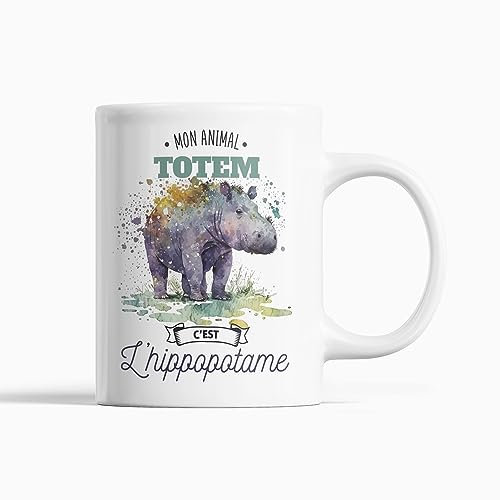 Mug Céramique – Mon Animal Totem c’est l’Hippopotame | Cadeau fun et unique