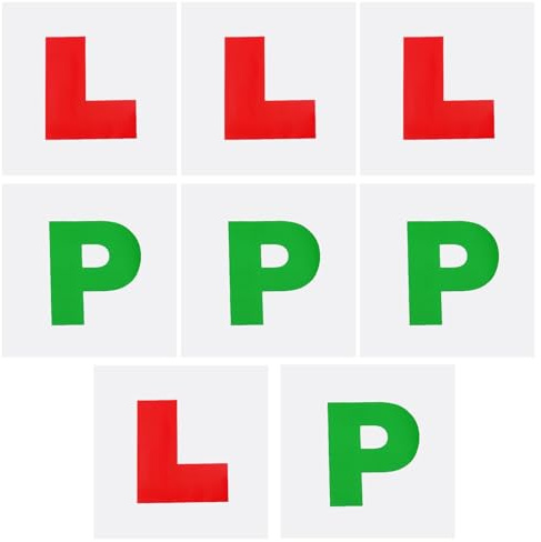 8 placas de aprendizaje para conductor aprendiz, placa autoadhesiva en L roja y verde P, placa adhesiva de PVC para ventana de coche, 178 x 178 mm