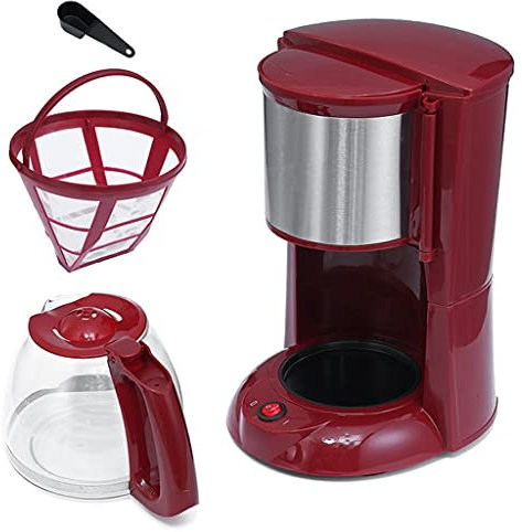 XiVue Cafetera de 2 litros Cafetera de Goteo exprés de 220 V con hervidor de Vidrio Filtro de café en Polvo Tetera con Aislamiento antigoteo (Negro) (Negro) (Rojo)