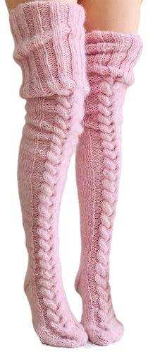 Qianderer Womens Girls Thigh High Socks Winter Warm Cable Knit Over Knee Socks Fall Boot Socks Stocking Long Leg Warmer