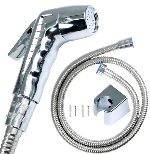 Selyse Chrom Bidet Handbrause Set mit ABS Duschkopf 1/2'' ON/OFF-Pausenschalter,1.5M Schlauch und Haken