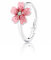 Kirschblüte Ring Gold plattiert oder Rhodium plattiertes Ringband handbemalte Sakura Blume inspiriert von Vintage Emaille Porzellan Schmuck Valentinstag Geschenkidee (Silber)