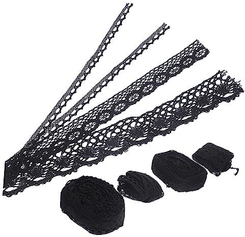 Lurrose 4 Stück Spitze Kleidung zum Selbermachen Handdekor hochzeitsdeko khimar hijab Band für Blumenstrauß Schleife Schnürsenkel DIY nähen trimmen Rüschen schmücken Stoff