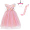Lito Angels Deguisement Robe de Princesse Licorne pour Enfant Fille avec Cape et Serre-Tête Taille 3-4 ans, Rose Arc en ciel (étiquette en tissu 110)