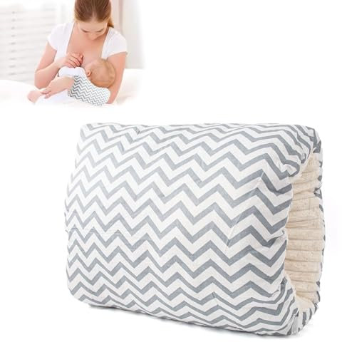 Soft Cotton Cozy Cradle Pillow,AWAVM Cozy Cradle Arm Pillow for Baby Nursing Head Support Pillow Anti-Spitting Breastfeeding and Bottle Feeding Nursing Arm Pillow Gift for Mothers (Gray fine stripes)