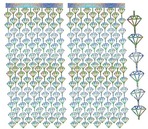 duoyif Lametta Vorhänge Disco Silber Glitzer Vorhang Disco Diamond Deko Fransen Vorhänge Für Disco Fasching Geburtstag Weihnachten Halloween Partys Deko Bühnendekor 2Stk 1x2m (Diamant Disco Silber)